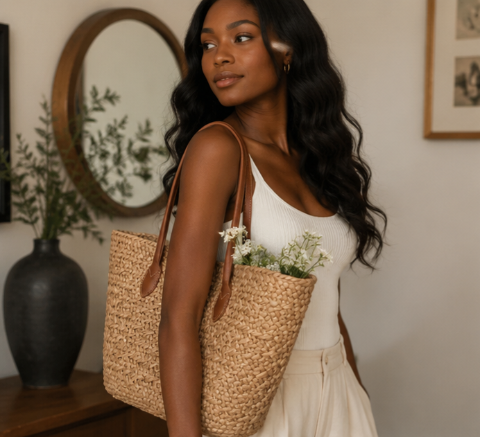 Marlowe Luxe Market Day Woven Tote Bag