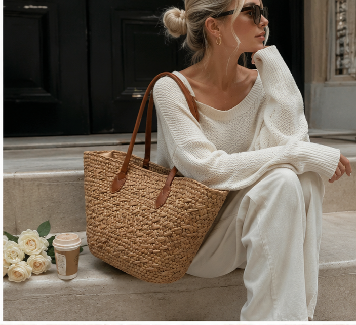 Marlowe Luxe Market Day Woven Tote Bag